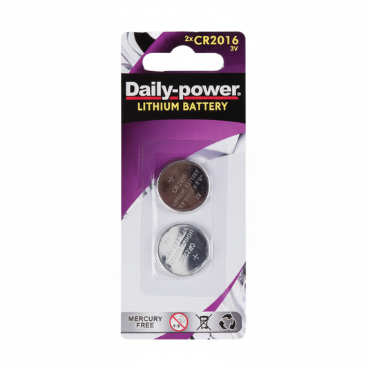 Daily Power Lithium CR2016 Battery - 3V - Card of 2 Batteries