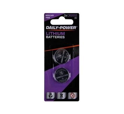 Daily Power Lithium CR2032 Battery - 3V - Card of 2 Batteries