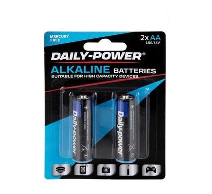 Daily Power Alkaline Battery - Size AA - Card of 2