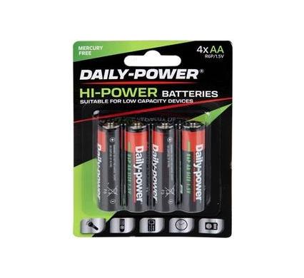 Daily-Power Super Heavy Duty Battery - Size AA - Card of 4