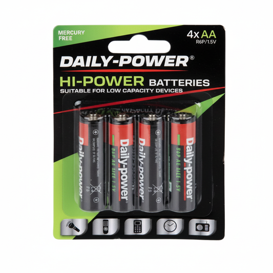 Daily-Power Super Heavy Duty Battery - Size AA - Card of 4