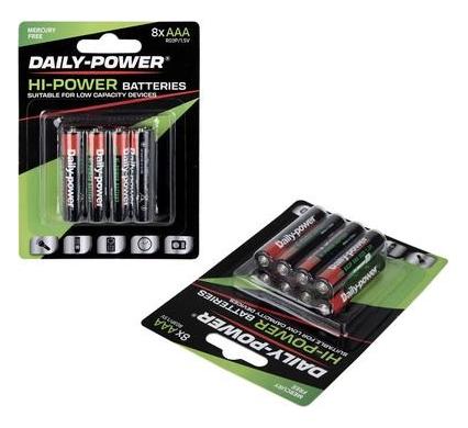 Daily-Power Super Heavy Duty Battery - Size AAA - Card of 8 Value Pack