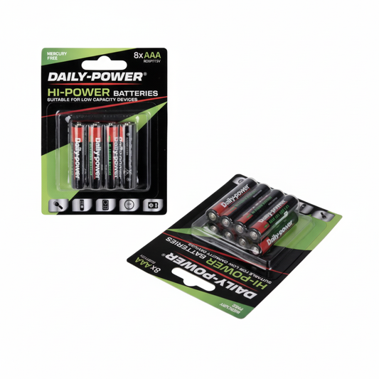 Daily-Power Super Heavy Duty Battery - Size AAA - Card of 8 Value Pack