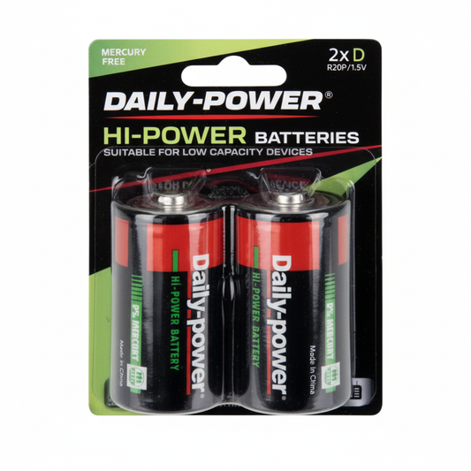 Daily-Power Super Heavy Duty Battery - Size D - Card of 2