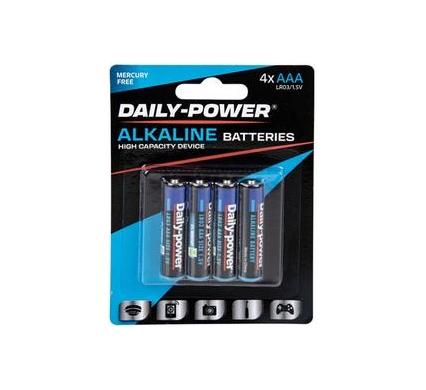 Daily Power Alkaline Battery - Size AAA - Card of 4