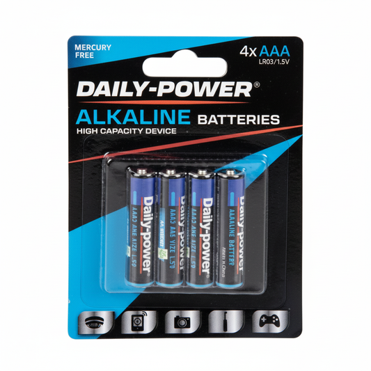 Daily Power Alkaline Battery - Size AAA - Card of 4