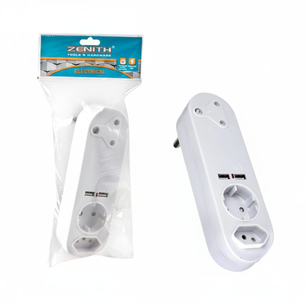 116 Amp 5 Way Adaptor with 2 x 5 Amp and 2 x USB