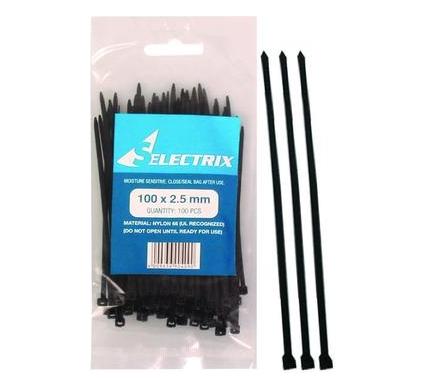 Cable Ties - 2.5mm x 100mm - Black - Pack of 100