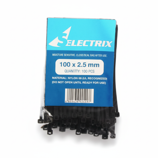 Cable Ties - 2.5mm x 100mm - Black - Pack of 100