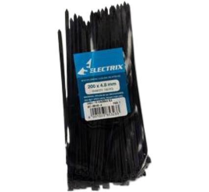 Cable Ties - 4.8mm x 200mm - Black - Pack of 100