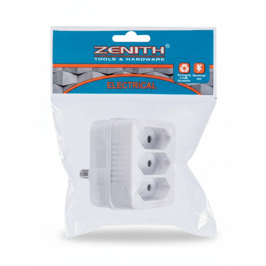 2 Pin Euro Plug Adapter with 3 x 5 amp