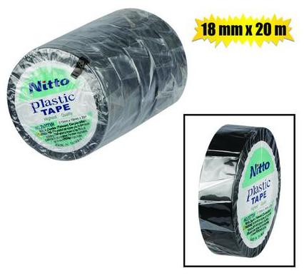 Insulation Tape Nitto Black - Bulk Pack of 5 Rolls - 18mm x 20m