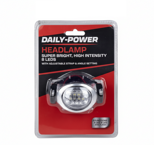 Eight Plus Two Red LED Head Lamp - Uses Three AAA Batteries