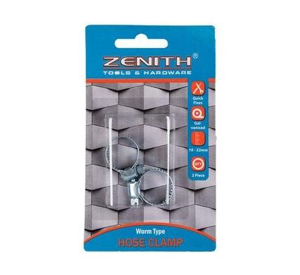 Hose Clamp Worm Drive Galvanised - 10 to 22 mm - Pack of 2