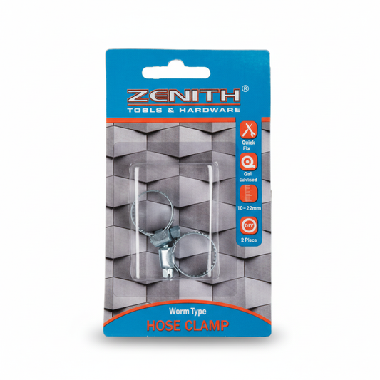 Hose Clamp Worm Drive Galvanised - 10 to 22 mm - Pack of 2