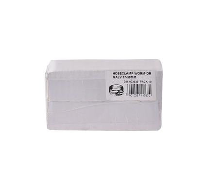 Bulk Pack Hose Clamp Worm Drive Galvanised - 10 Pieces - 17mm to 38mm