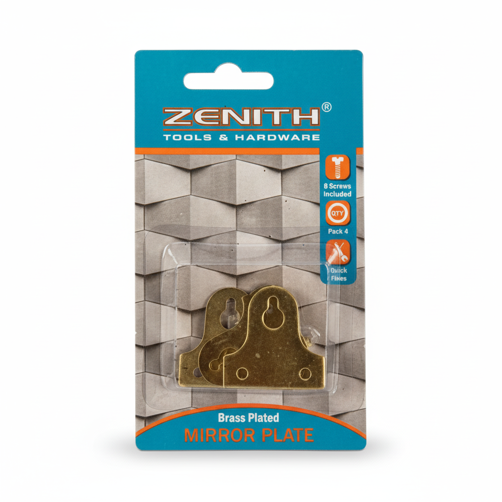 Brass Mirror Plate with Plastic Card (4-pack)