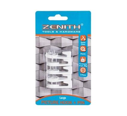 Picture Hook and Pin - Large - For 8 kg - Card of 5