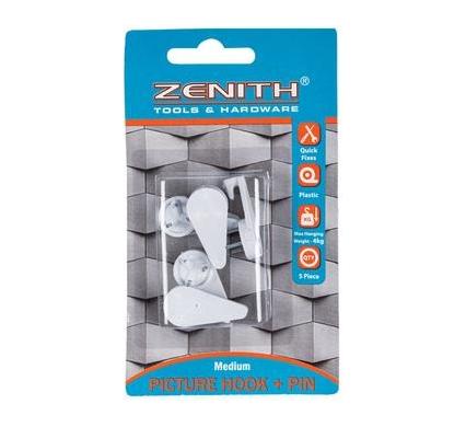 Picture Hook Pin White - Medium - 5 Pieces - 4 kg Capacity