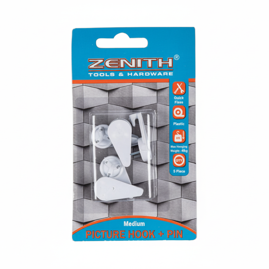 Picture Hook Pin White - Medium - 5 Pieces - 4 kg Capacity