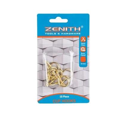 Cup Hooks Brass Plastic - 25 mm - 10 Pieces