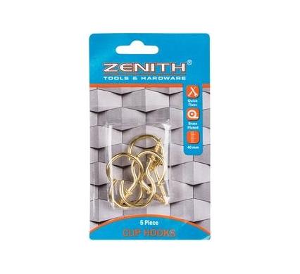 Cup Hooks Brass Plastic - 40 mm - 5 Pieces