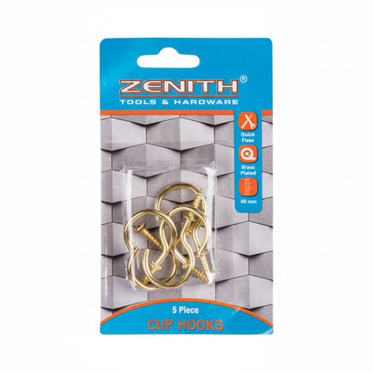Cup Hooks Brass Plastic - 40 mm - 5 Pieces