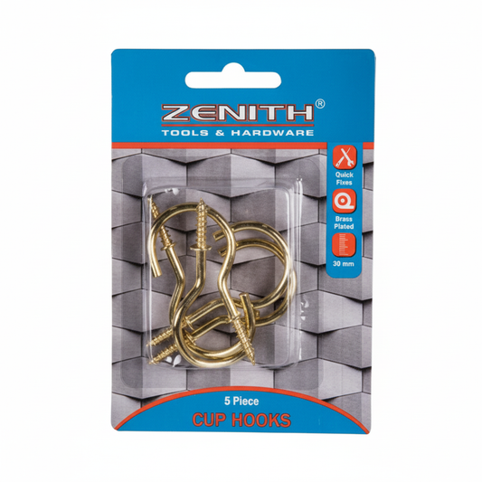 Cup Hooks Brass Plastic - 50 mm - 5 Pieces