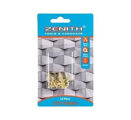 Cup Hooks Brass Plastic - 20 mm - 12 Pieces