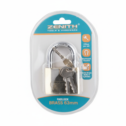Padlock Zenith Brass - 63 mm - Carded