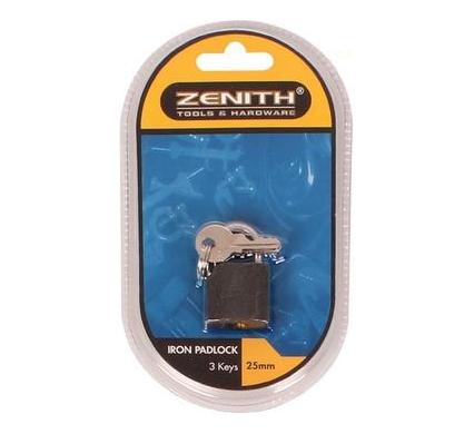 Padlock Zenith Iron - 25 mm - Carded