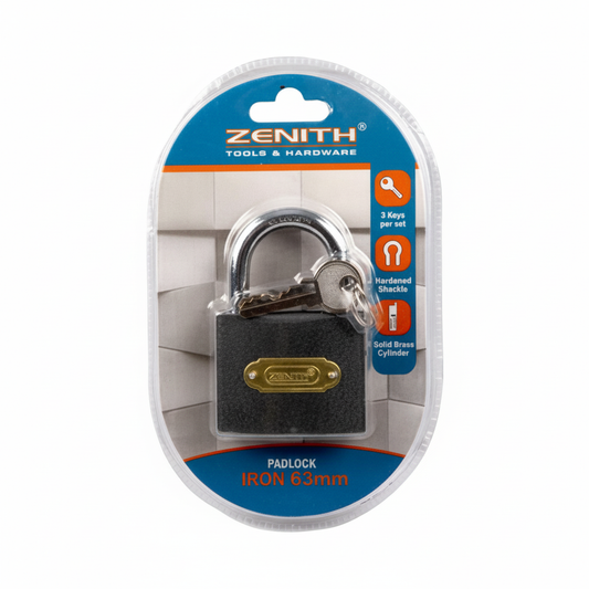 Padlock Zenith Iron - 63 mm - Carded