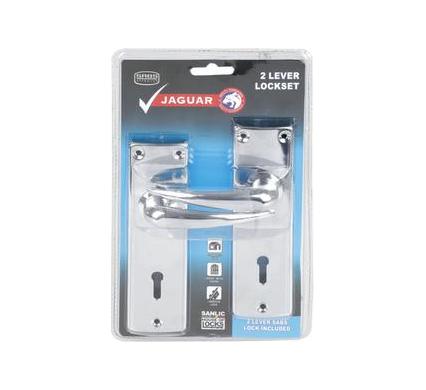 Mortice Lock Set - 2 Lever - 2 Key - Chrome Plated - Jaguar
