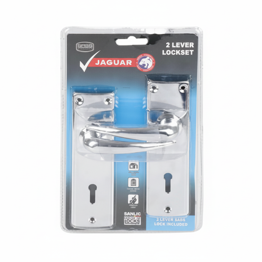 Mortice Lock Set - 2 Lever - 2 Key - Chrome Plated - Jaguar