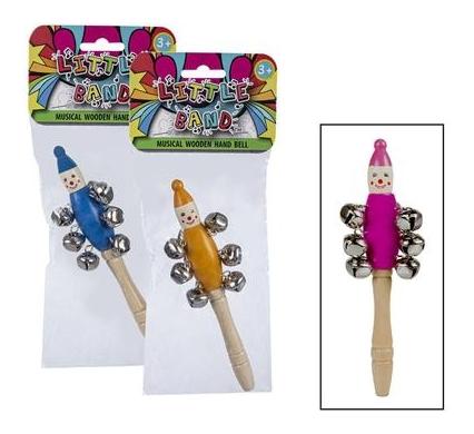 Wooden Handle with Bells - 19 cm - Assorted Colours