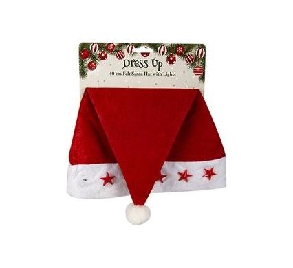 Christmas Dress Up Santa Hat - Flashing Star Lights