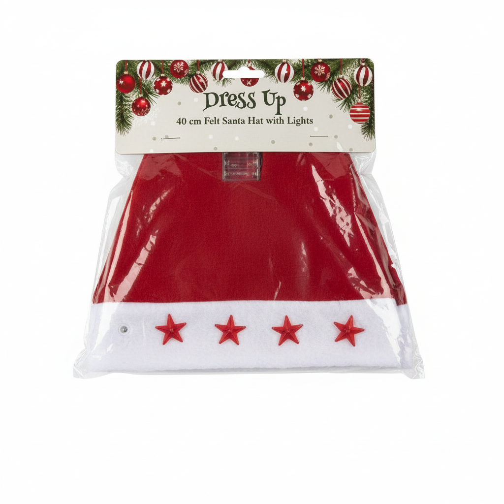 Christmas Dress Up Santa Hat with Flashing Star Lights