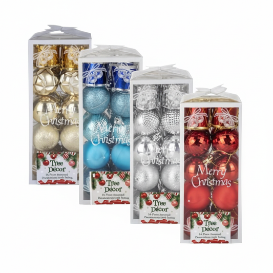 Ball Tree Ornament Set with 16 Pieces in Assorted Sizes