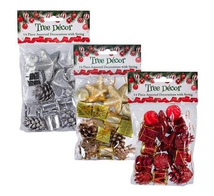 Christmas Tree Decoration Box - Cone and Star - Pack of 14 Assorted Pieces