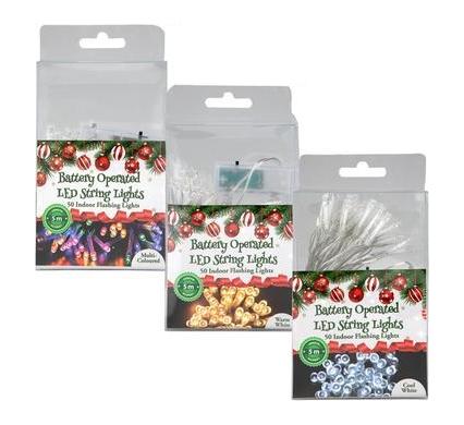 Battery Operated Flashing LED Lights - 50 Pieces - Assorted Colours