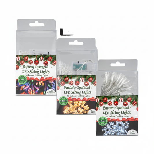 Battery Operated Flashing LED Lights - 50 Pieces - Assorted Colours