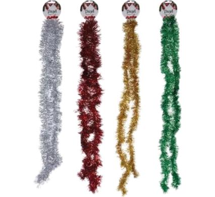 Christmas Tinsel - 7 cm x 2 m - Assorted Designs