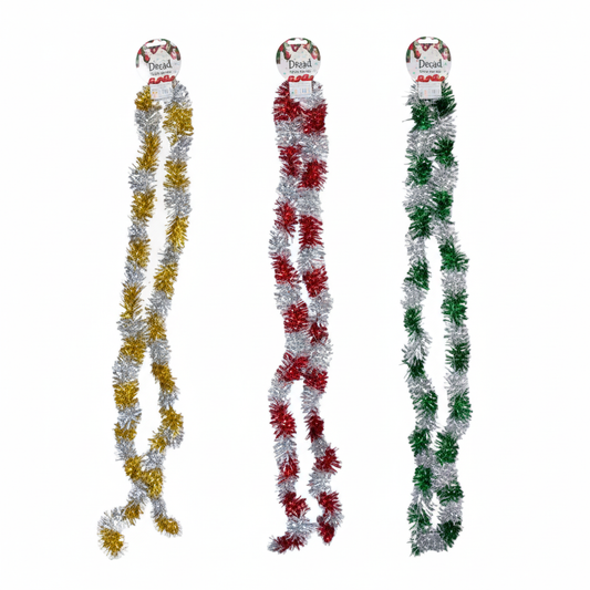 Christmas Garland Tinsel - Two Tone - 6 cm x 2 m - Various Colors