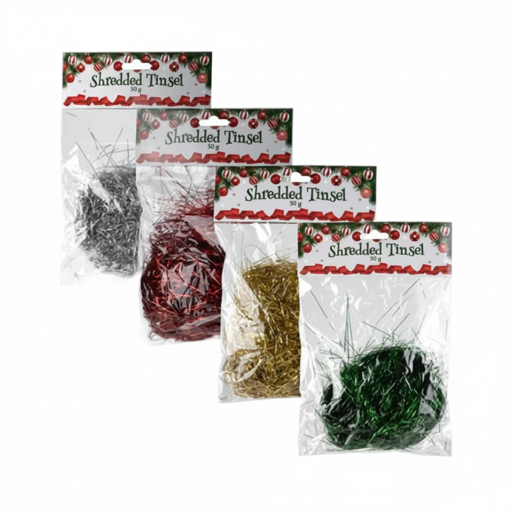 Christmas Shredded Tinsel (Pack of 30 g) - Various Colours