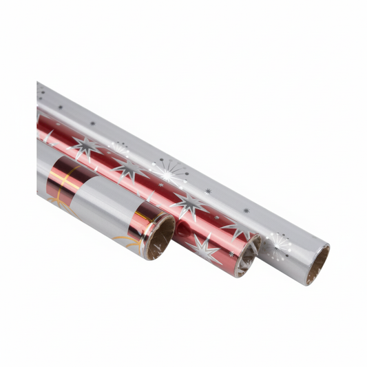 Christmas Stationery Gift Wrap - Shiny - 1 Meter x 700 mm - Various Colors