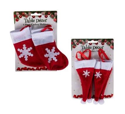 Christmas Table Decoration Cutlery Holder - 4 Pieces