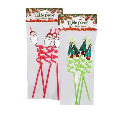 Christmas Sundry Straws - 4 Pieces - Assorted