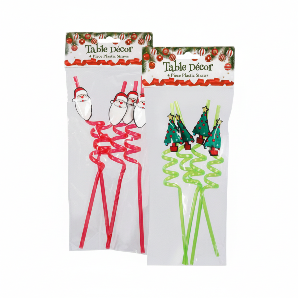 Christmas Sundry Straws - 4 Pieces - Assorted