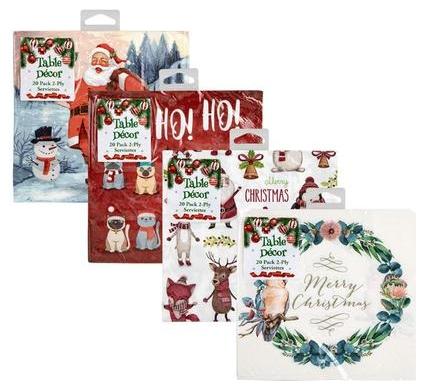 Christmas Party Serviettes - 2 Ply - Pack of 20
