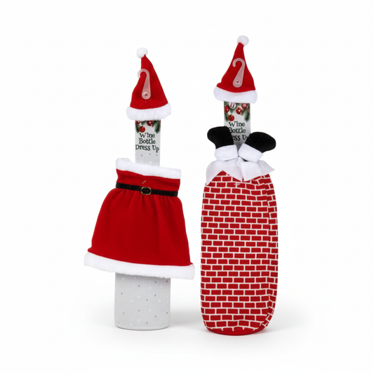 Christmas Table Decoration Santa Wine Bottle Cover - 42cm - Assorted Designs